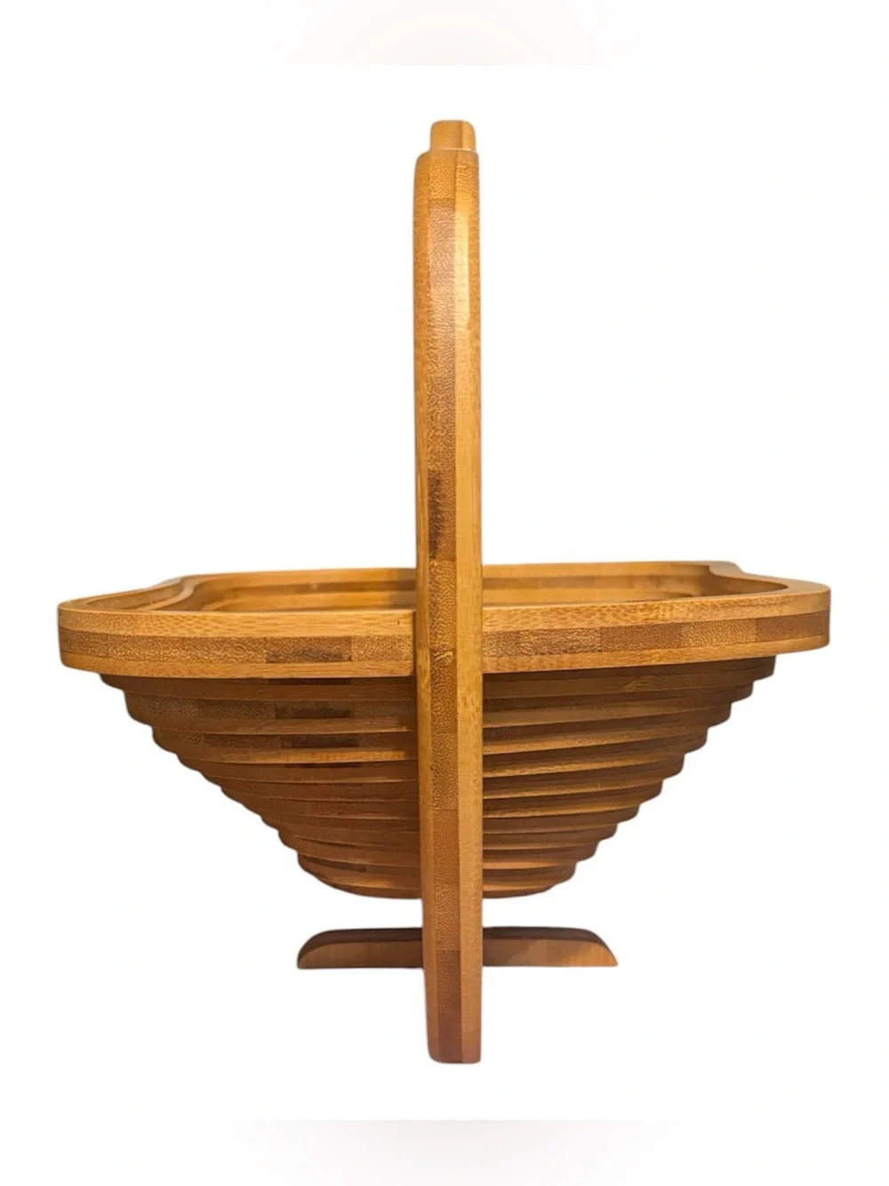 Wooden Apple-Shaped Fruit Basket - Natural Bamboo